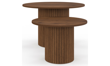 Tables basses rondes gigognes Alvar effet noyer - lot de 2