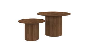 Tables basses rondes gigognes Alvar effet noyer - lot de 2