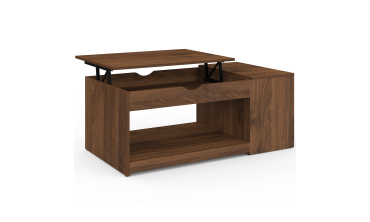 Table basse Elina relevable coffre latéral bois effet noyer