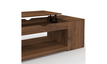 Table basse Elina relevable coffre latéral bois effet noyer