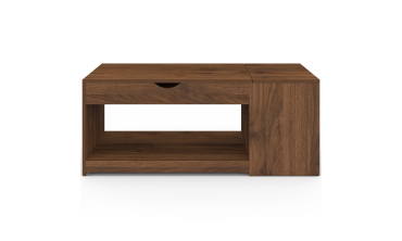 Table basse Elina relevable coffre latéral bois effet noyer