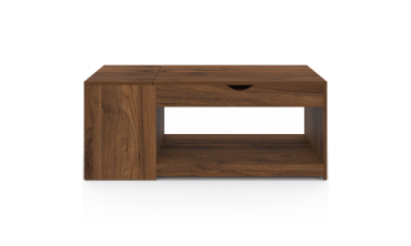 Table basse Elina relevable coffre latéral bois effet noyer