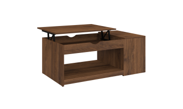 Table basse Elina relevable coffre latéral bois effet noyer