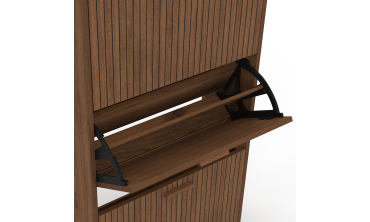 Meuble chaussures Faustine 3 portes effet noyer - 18 paires