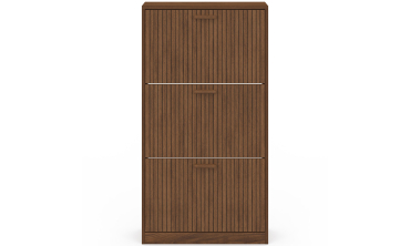 Meuble chaussures Faustine 3 portes effet noyer - 18 paires