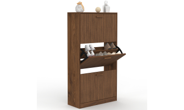 Meuble chaussures Faustine 3 portes effet noyer - 18 paires