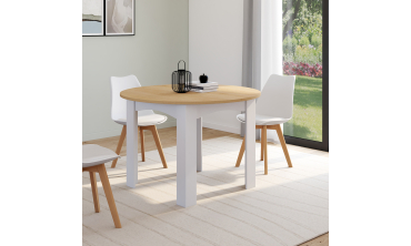 Table à manger ronde extensible Dina bois blanc Ø110-200cm