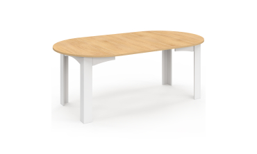 Table à manger ronde extensible Dina bois blanc Ø110-200cm