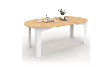 Table à manger ronde extensible Dina bois blanc Ø110-200cm