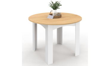Table à manger ronde extensible Dina bois blanc Ø110-200cm