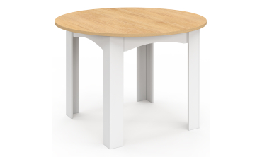 Table à manger ronde extensible Dina bois blanc Ø110-200cm