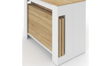 Buffet extensible console Nora blanc effet hêtre 230cm
