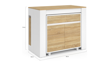 Buffet extensible console Nora blanc effet hêtre 230cm