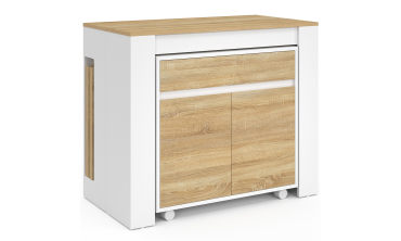 Buffet extensible console Nora blanc effet hêtre 230cm