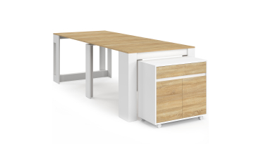 Buffet extensible console Nora blanc effet hêtre 230cm