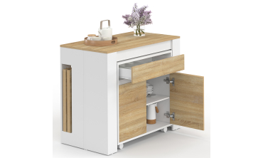Buffet extensible console Nora blanc effet hêtre 230cm