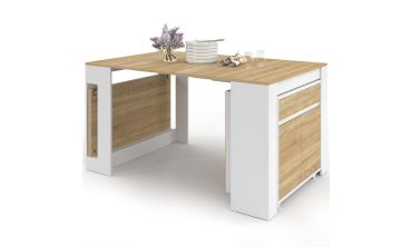 Buffet extensible console Nora blanc effet hêtre 230cm