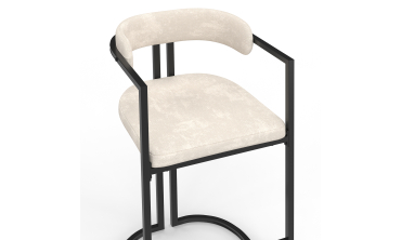 Tabourets de bar Rudy chenille écru pieds métal - lot de 4