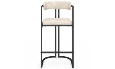 Tabourets de bar Rudy chenille écru pieds métal - lot de 4