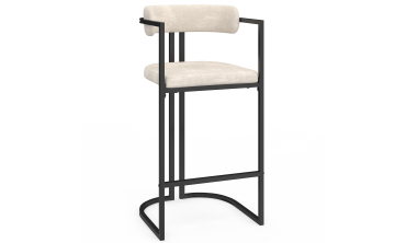 Tabourets de bar Rudy chenille écru pieds métal - lot de 4