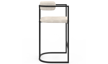 Tabourets de bar Rudy chenille écru pieds métal - lot de 4