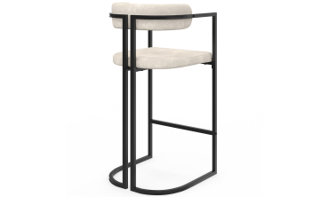 Tabourets de bar Rudy chenille écru pieds métal - lot de 4