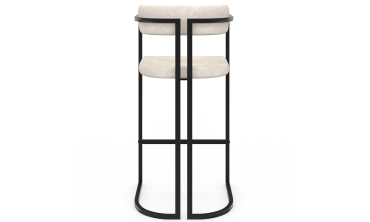 Tabourets de bar Rudy chenille écru pieds métal - lot de 4