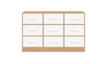 Commode Uma 9 tiroirs bois et blanc