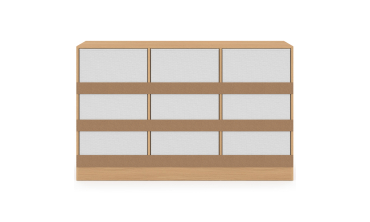 Commode Uma 9 tiroirs bois et blanc