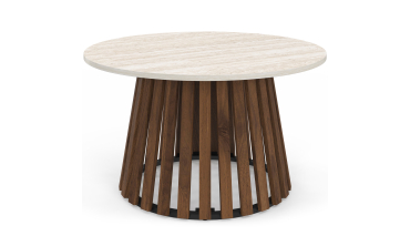 Table basse ronde Camélia effet travertin Ø70cm
