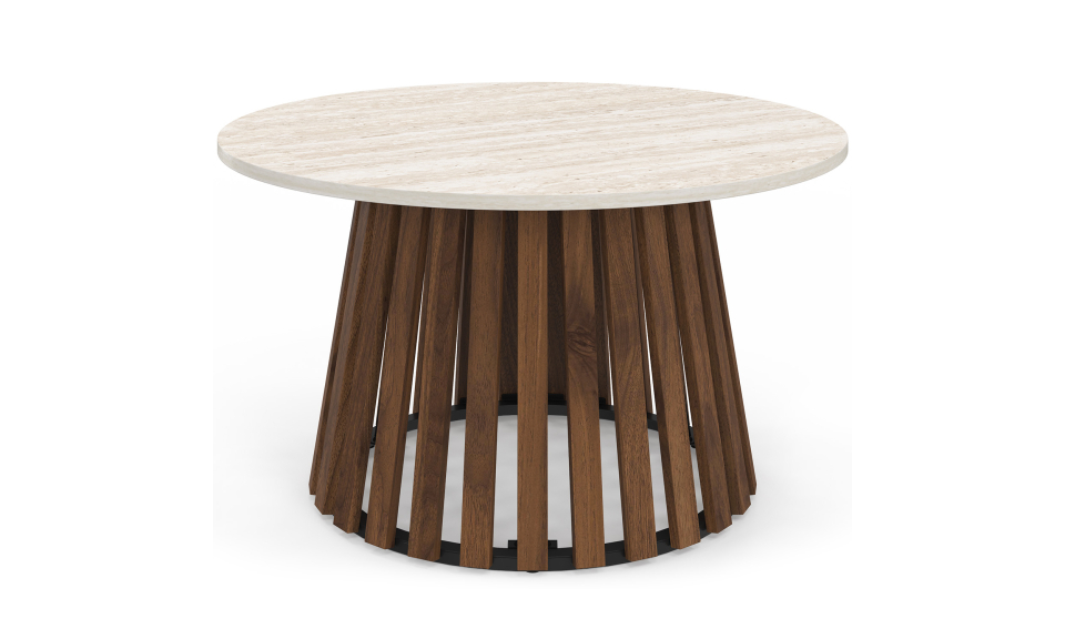 Table basse ronde Camélia effet travertin Ø70cm