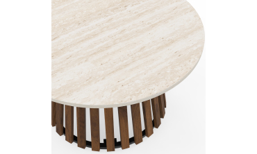 Table basse ronde Camélia effet travertin Ø70cm
