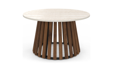 Table basse ronde Camélia effet travertin Ø70cm