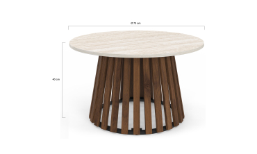 Table basse ronde Camélia effet travertin Ø70cm