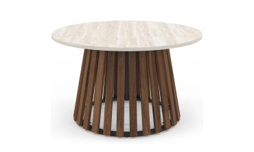 Table basse ronde Camélia effet travertin Ø70cm