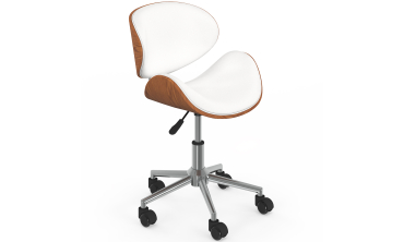 Fauteuil de bureau à roulettes Mathias coque effet bois