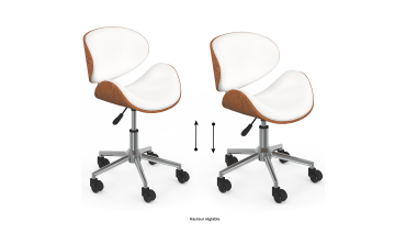 Fauteuil de bureau à roulettes Mathias coque effet bois