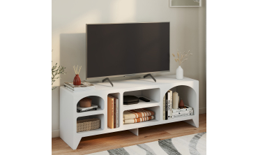 Meuble TV Alanya organique blanc 140cm