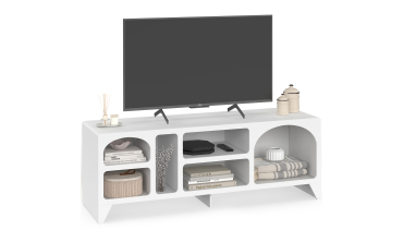Meuble TV Alanya organique blanc 140cm
