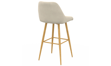 Tabourets de bar Olivia velours crème pieds effet bois - lot de 4