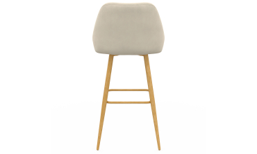 Tabourets de bar Olivia velours crème pieds effet bois - lot de 4
