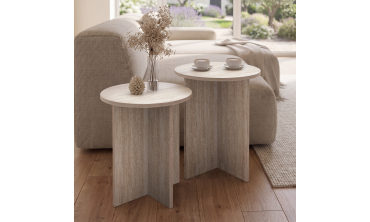 Tables d'appoint Gabin effet travertin - lot de 2