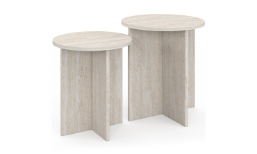 Tables d'appoint Gabin effet travertin - lot de 2