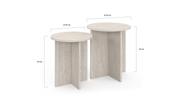 Tables d'appoint Gabin effet travertin - lot de 2