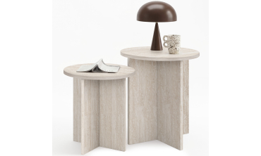 Tables d'appoint Gabin effet travertin - lot de 2