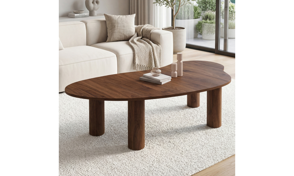 Table basse Naomi organique effet noyer