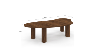 Table basse Naomi organique effet noyer