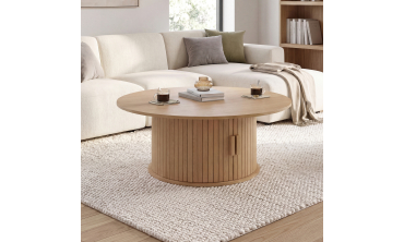 Table basse ronde Albane pied lattes avec rangement Ø100cm