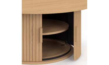 Table basse ronde Albane pied lattes avec rangement Ø100cm