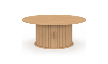 Table basse ronde Albane pied lattes avec rangement Ø100cm